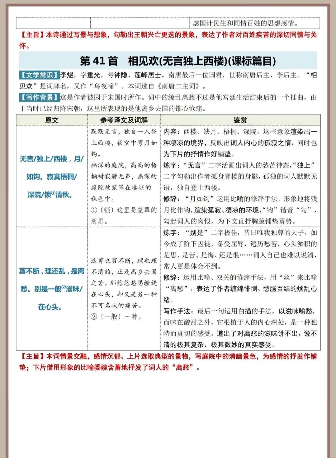 中考复习专项|语文课标41首古诗词曲鉴赏,词解译文加赏析! 第14张