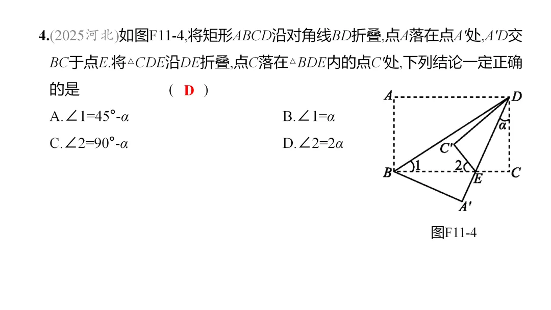 2026中考思想方法专题(十一)折叠问题训练 第8张