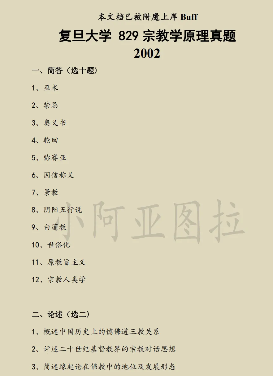 复旦大学哲学考研历年真题:2002-2026 第7张