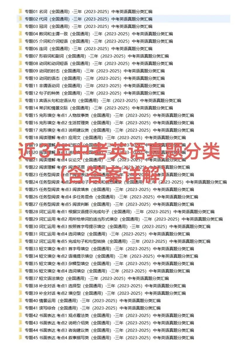 近三年(2023-2025)中考英语真题分类汇编专题练习+解析(全国通用),2026复习必备! 第4张