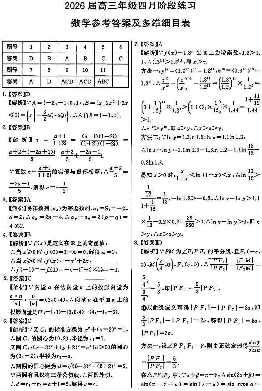 【高三各地模拟考试】2026届八省八校T8联考高三4月联合测试数学试题+答案 第9张 【高三各地模拟考试】2026届八省八校T8联考高三4月联合测试数学试题+答案 第9张
