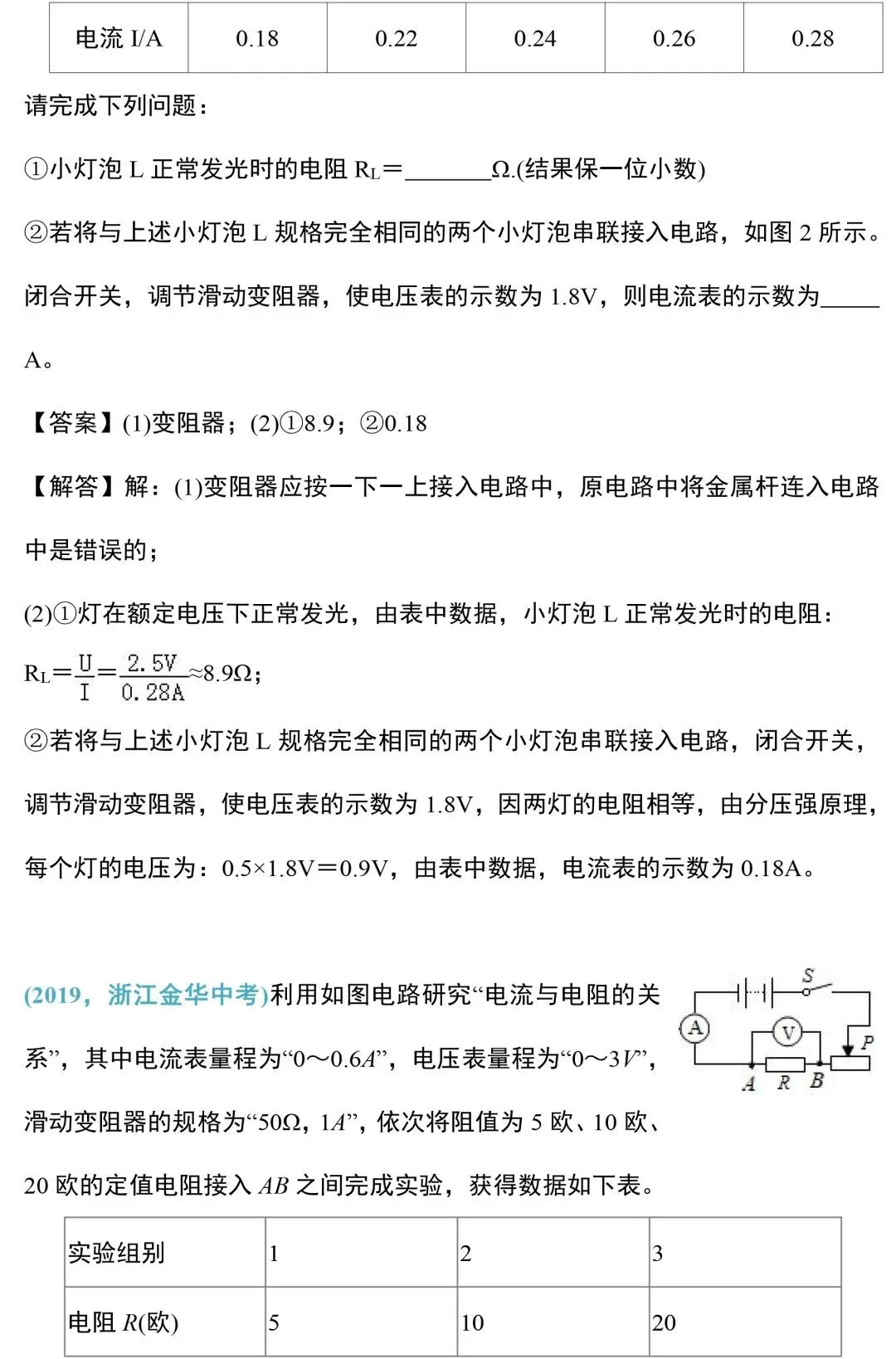 中考物理电学实验知识和规律整合 第30张