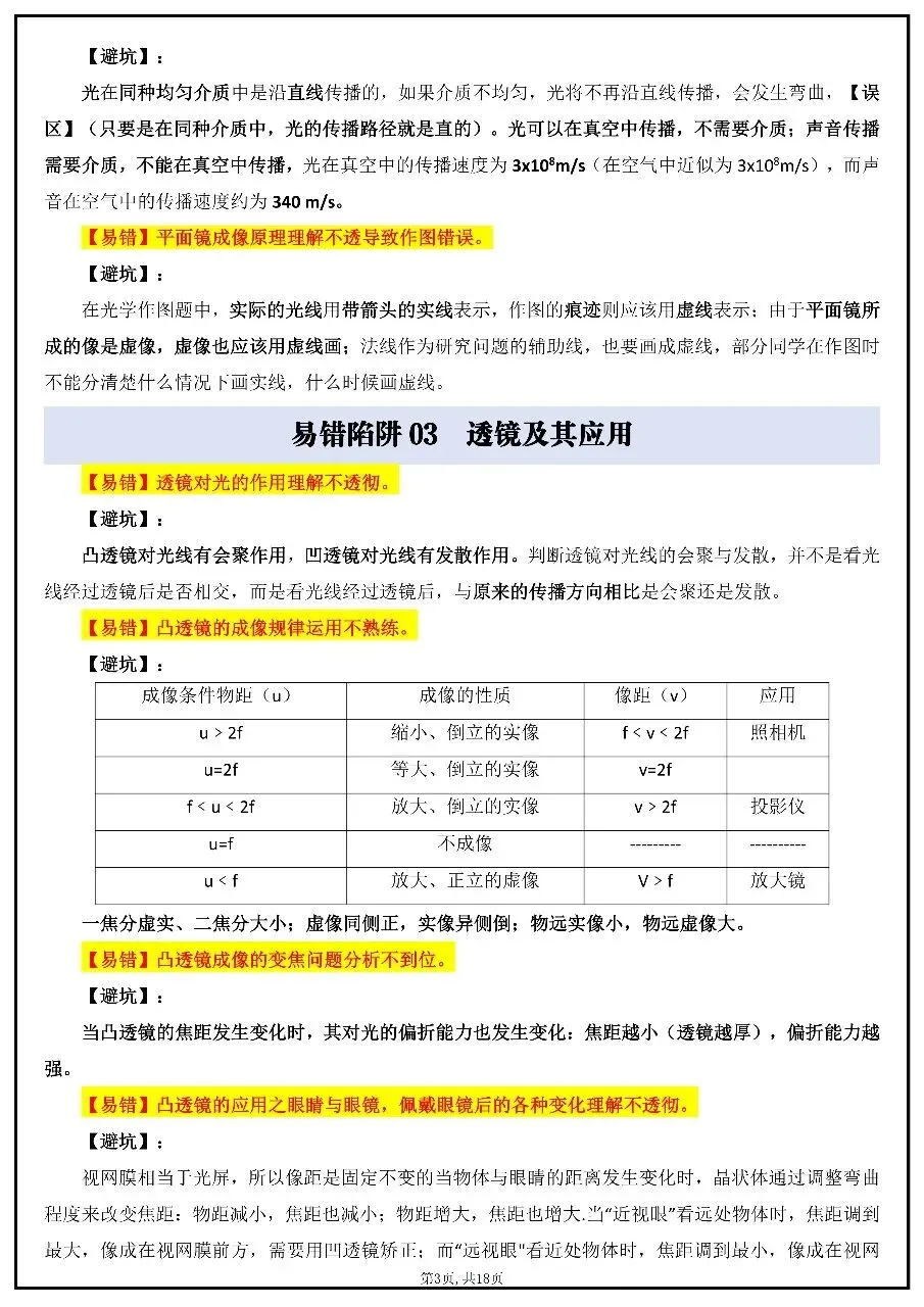 2026年中考物理易错知识点汇总 第3张