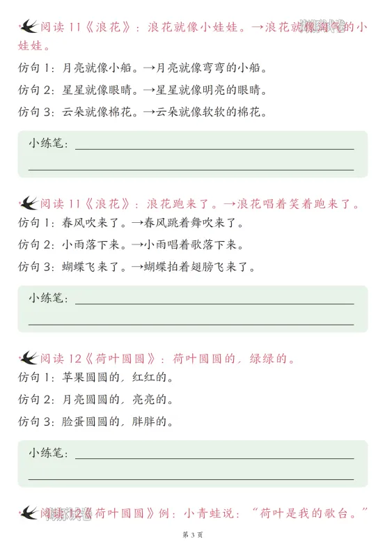 【海豚试卷】一年级(下)语文重点句子仿写汇总/电子版可下载 第4张