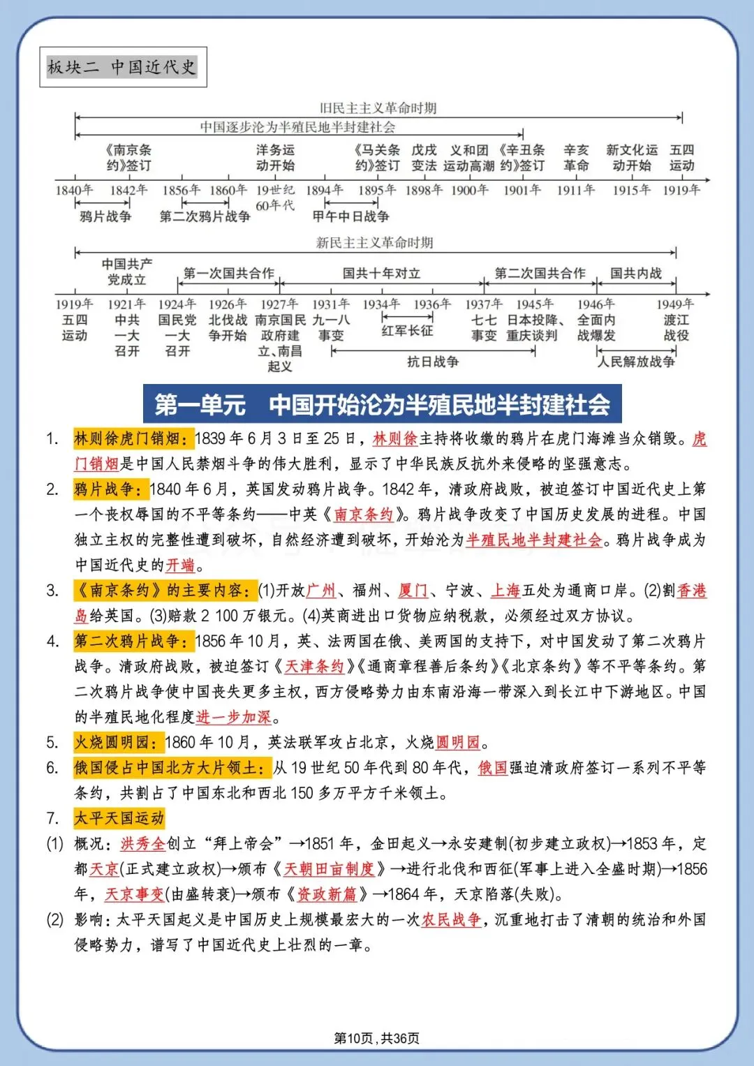 中考历史背诵版|高频考点+时间线+答题模板 第10张