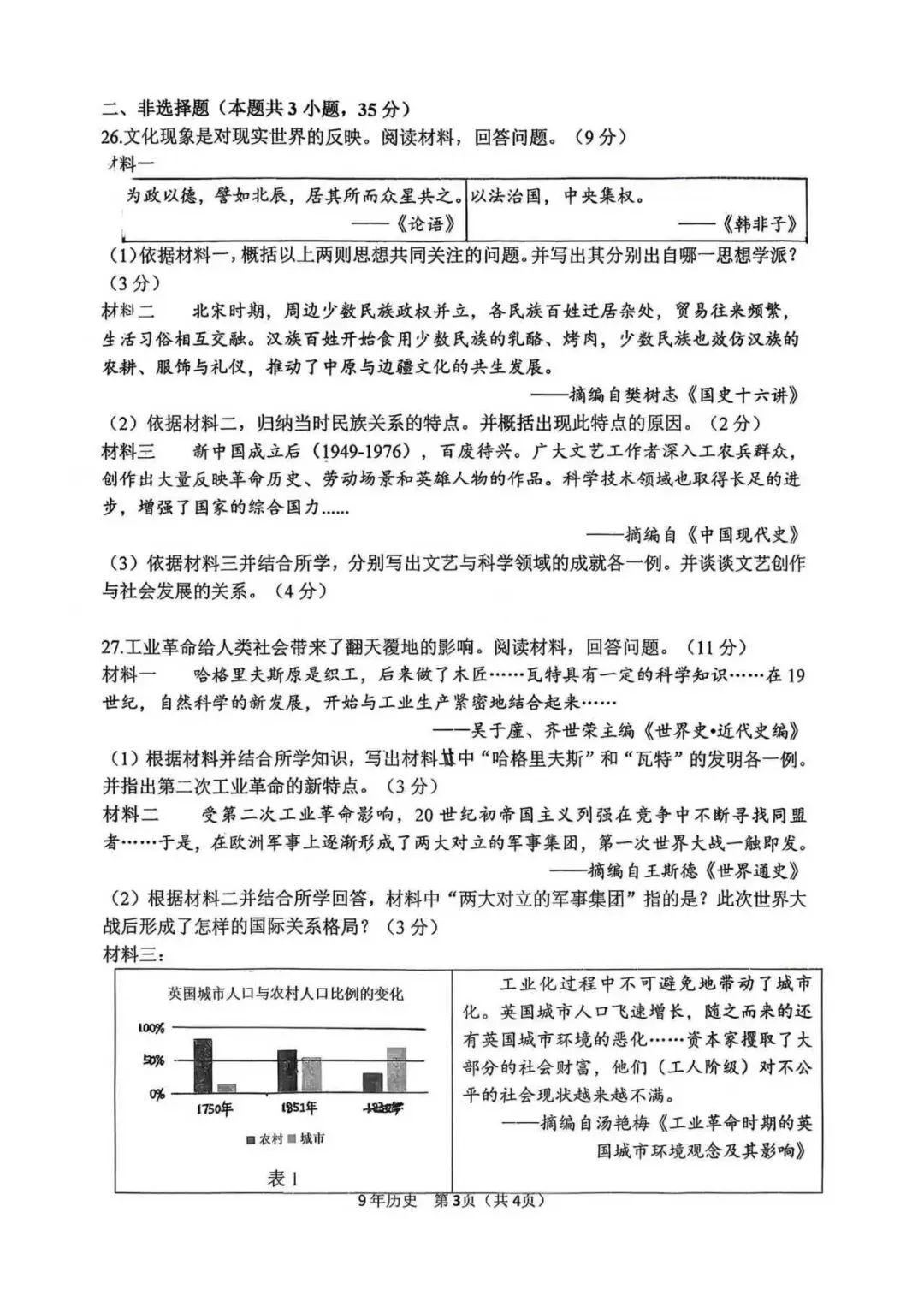 力旺实验 九下期中 历史试卷+答案【2026.4】 第3张
