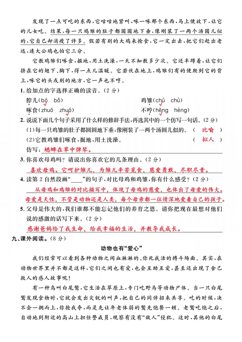 四年级下册语文《期中真题测试卷》 第26张