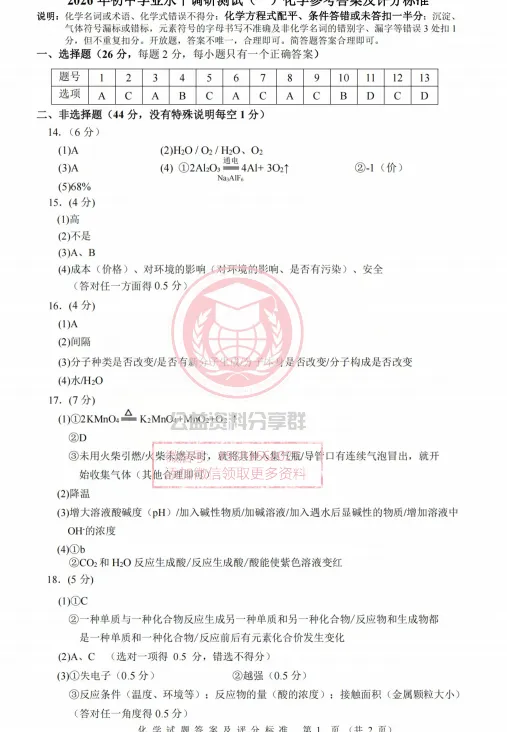 【九下】2026年平房区一模化学试卷及答案 第11张 【九下】2026年平房区一模化学试卷及答案 第11张