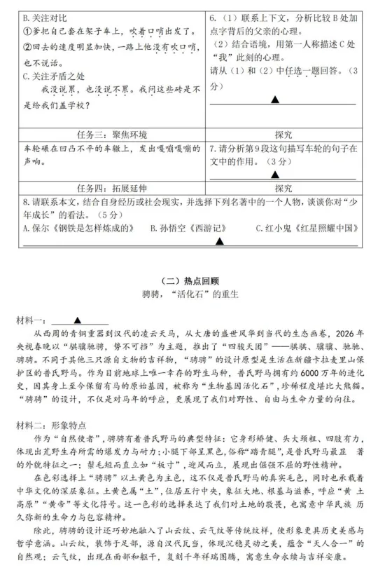 2026年九年级语文中考模拟卷 第4张
