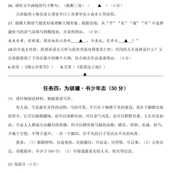 2026年九年级语文中考模拟卷 第7张