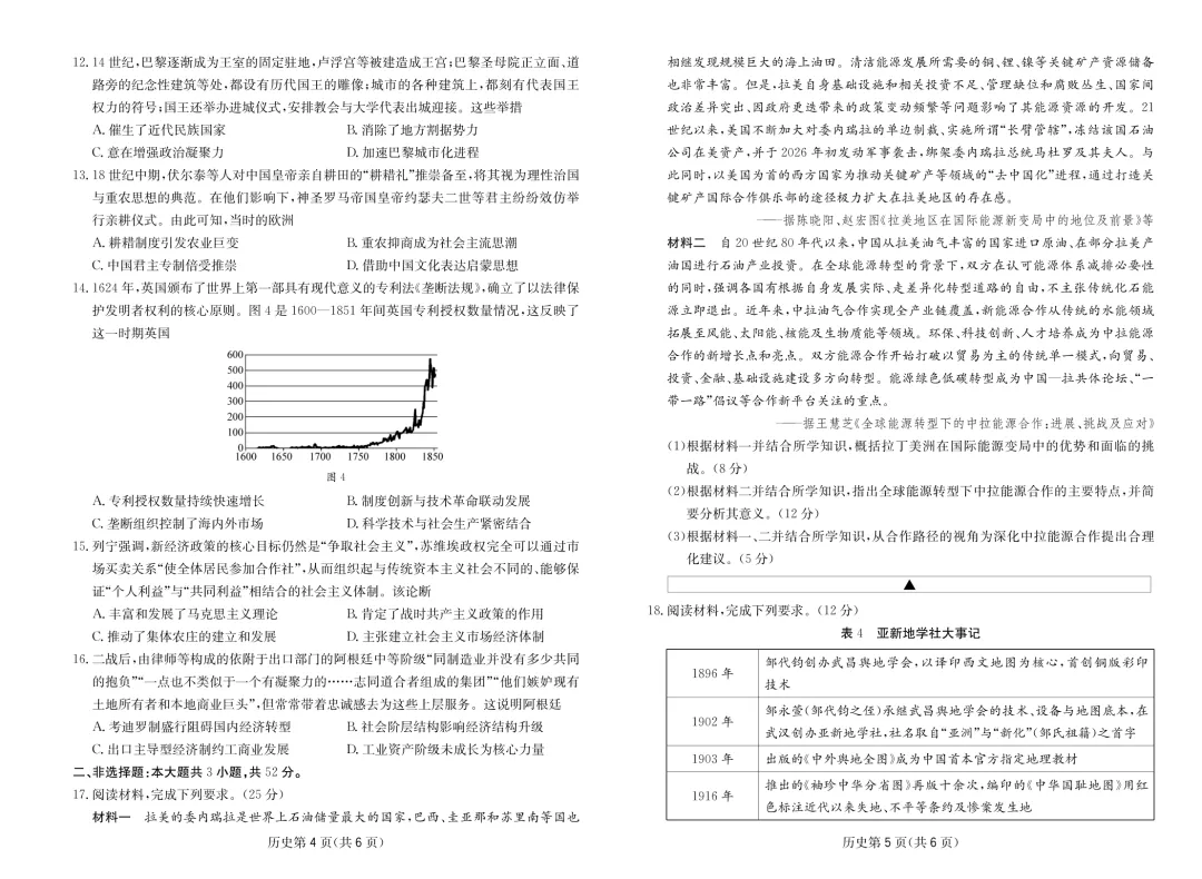 【历史试卷-四川省大数据联盟2026届高三3月开学联考 第4张 【历史试卷-四川省大数据联盟2026届高三3月开学联考 第4张
