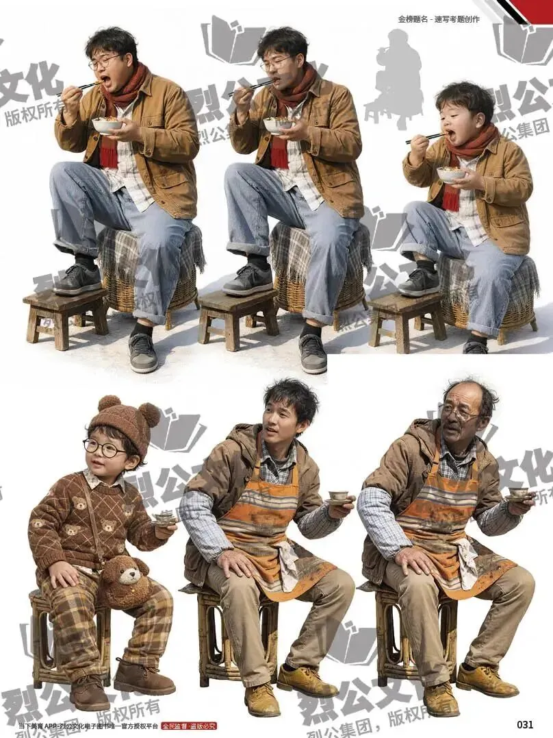 《金榜题名-速写考题创作》从考试题型出发,涵盖改革单人到多人场景、美术鉴赏二创、模板套题、一题多解、创意速写、真题与考月考. 第15张