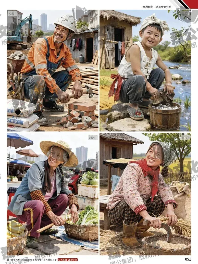 《金榜题名-速写考题创作》从考试题型出发,涵盖改革单人到多人场景、美术鉴赏二创、模板套题、一题多解、创意速写、真题与考月考. 第24张