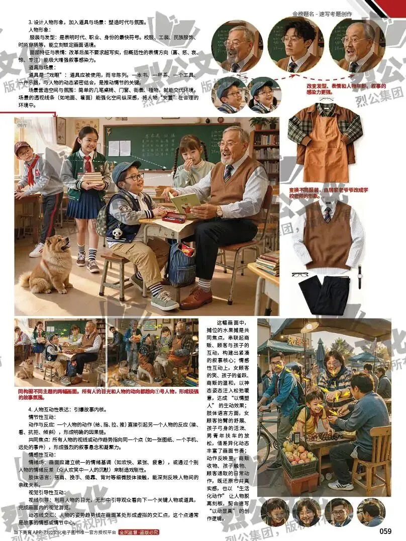 《金榜题名-速写考题创作》从考试题型出发,涵盖改革单人到多人场景、美术鉴赏二创、模板套题、一题多解、创意速写、真题与考月考. 第27张