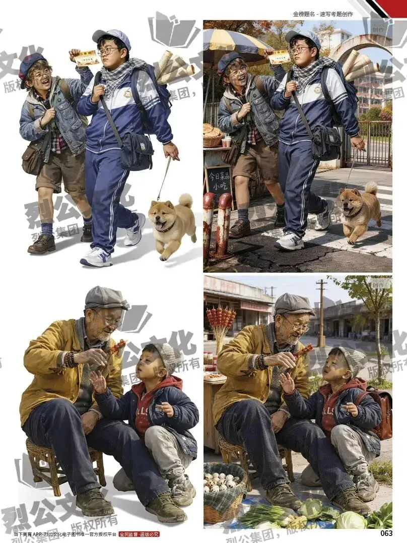 《金榜题名-速写考题创作》从考试题型出发,涵盖改革单人到多人场景、美术鉴赏二创、模板套题、一题多解、创意速写、真题与考月考. 第29张