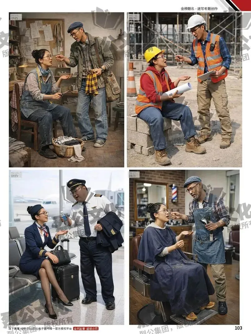 《金榜题名-速写考题创作》从考试题型出发,涵盖改革单人到多人场景、美术鉴赏二创、模板套题、一题多解、创意速写、真题与考月考. 第44张