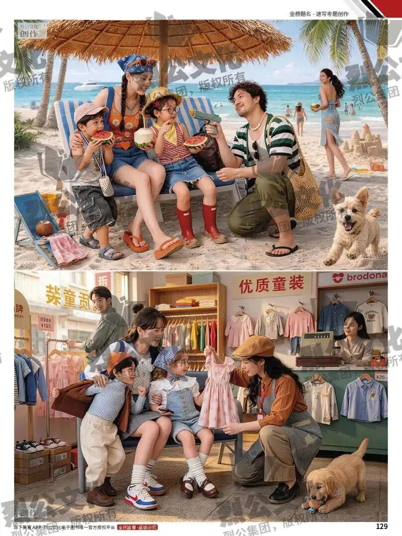 《金榜题名-速写考题创作》从考试题型出发,涵盖改革单人到多人场景、美术鉴赏二创、模板套题、一题多解、创意速写、真题与考月考. 第55张