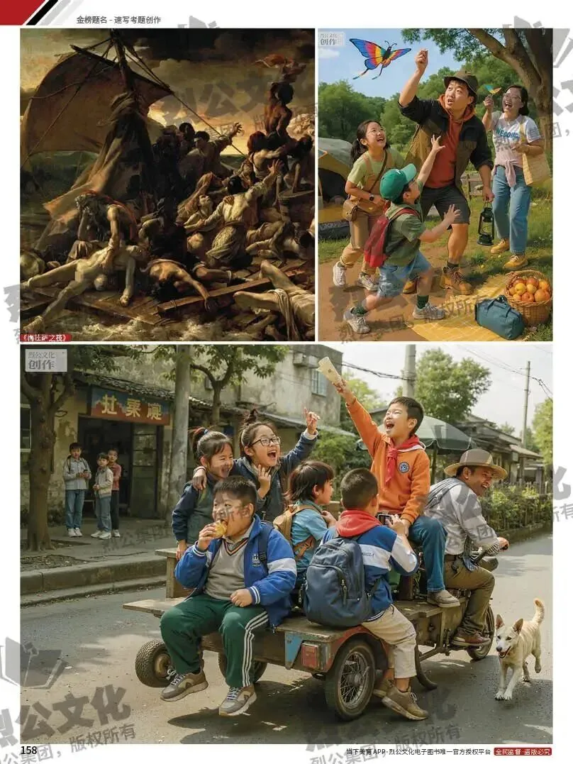 《金榜题名-速写考题创作》从考试题型出发,涵盖改革单人到多人场景、美术鉴赏二创、模板套题、一题多解、创意速写、真题与考月考. 第66张