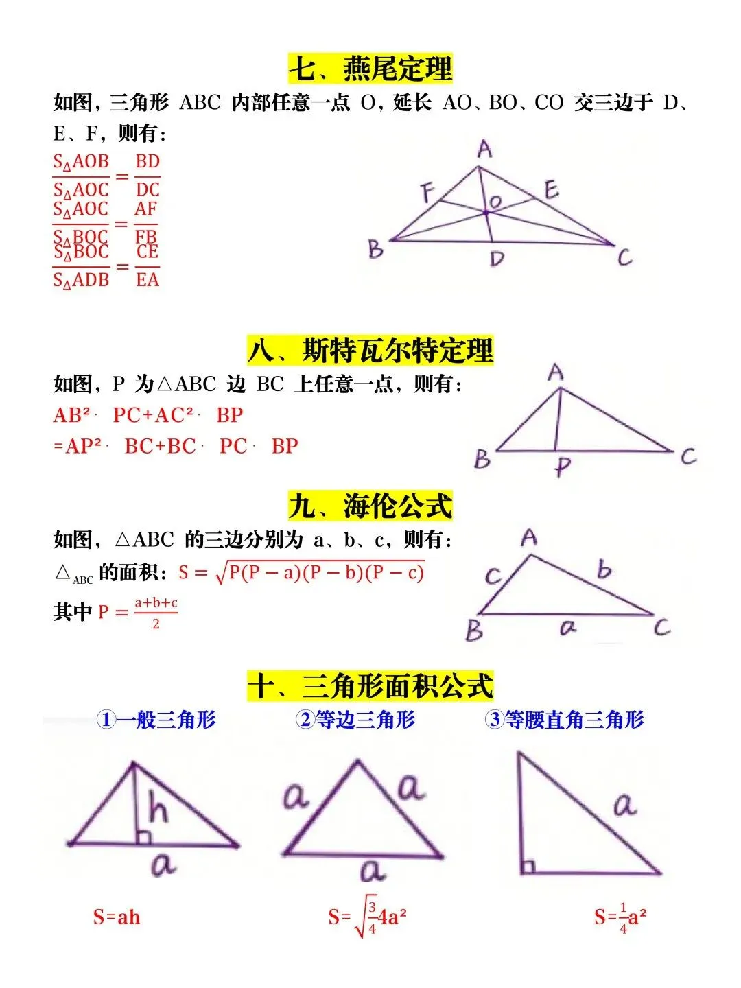 2026中考数学 | 必背“三角形”相关公式汇总!精准复习,拿下几何模块关键分! 第4张