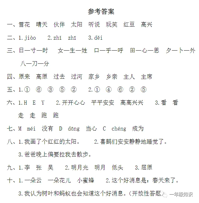 名校精编:部编版一年级下册语文期中试卷+答案! 第15张