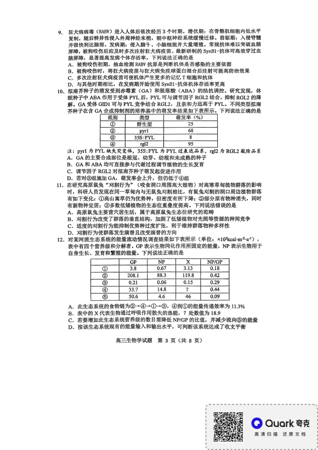 【淄博市2025-2026学年度高三模拟考试 生物 第4张