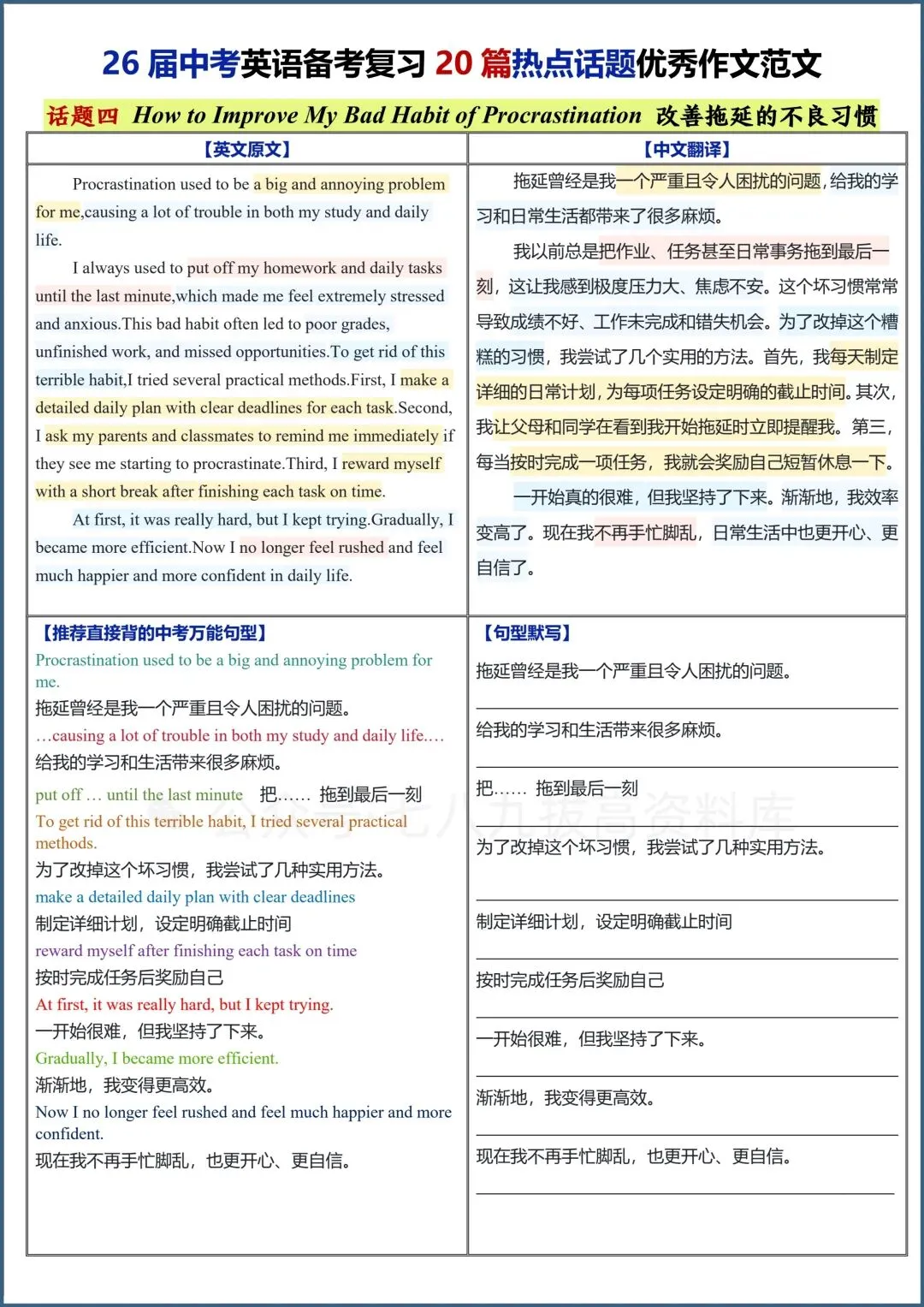 初三生必看!!2026中考总复习|26中考英语热点话题优秀范文!! 第6张