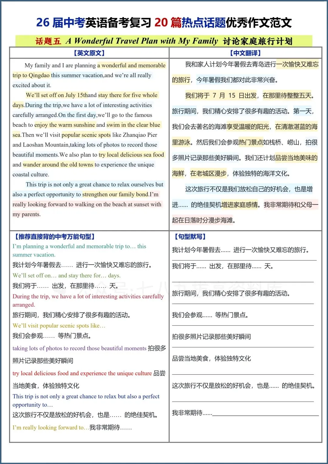初三生必看!!2026中考总复习|26中考英语热点话题优秀范文!! 第7张