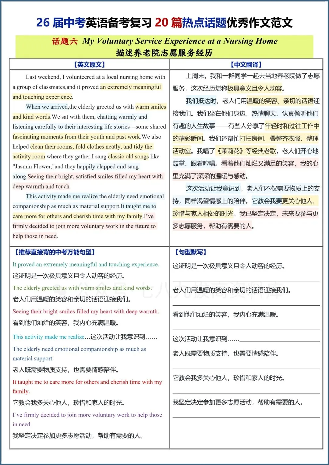 初三生必看!!2026中考总复习|26中考英语热点话题优秀范文!! 第8张