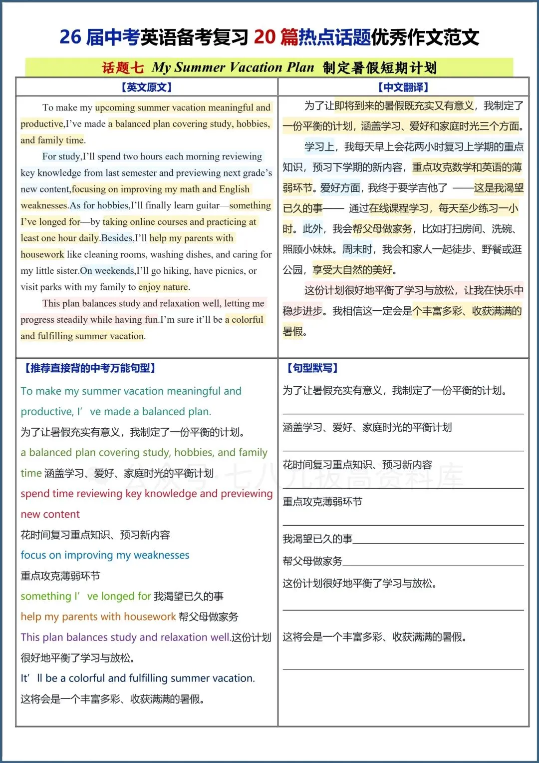 初三生必看!!2026中考总复习|26中考英语热点话题优秀范文!! 第9张