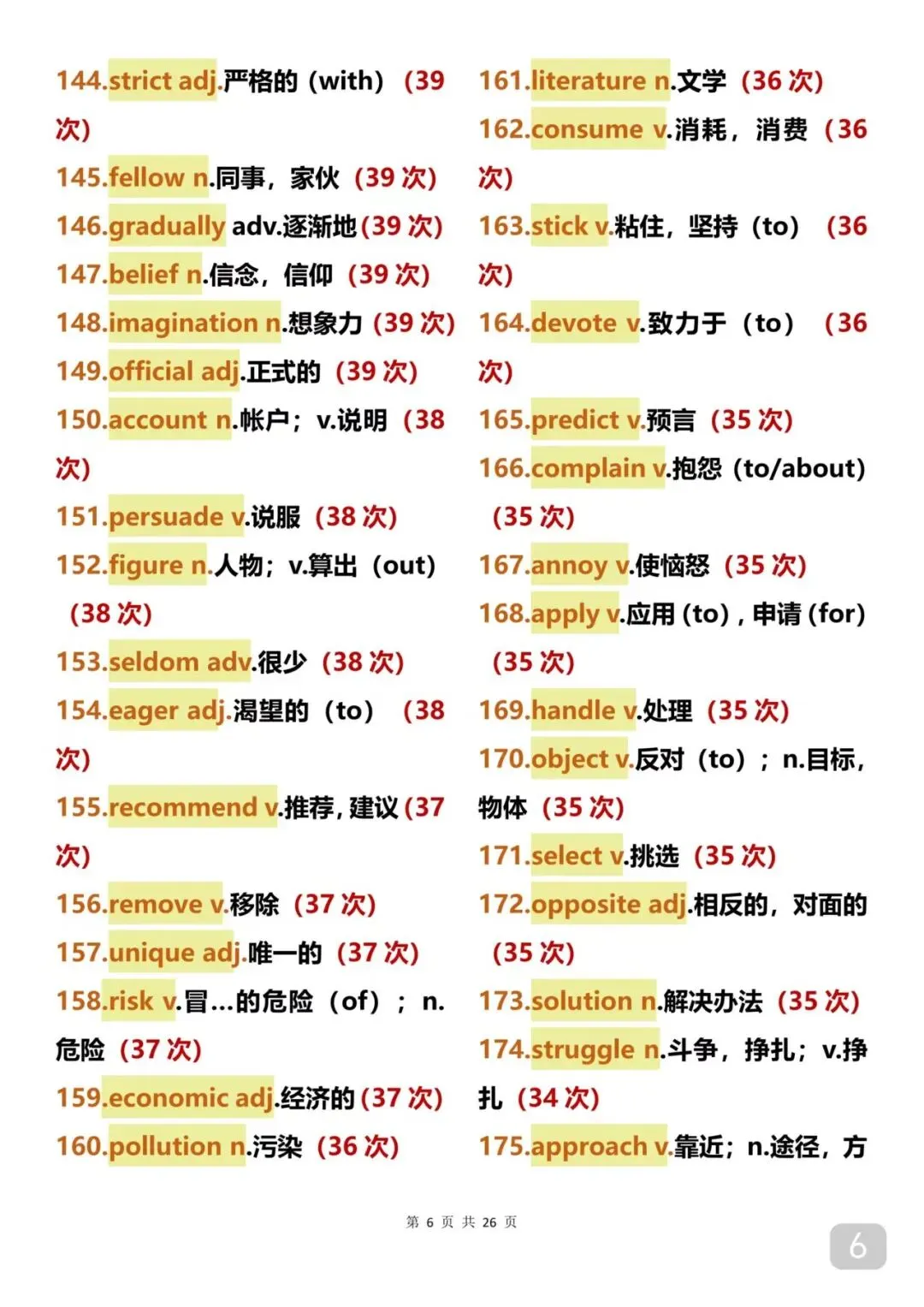 中考出现14次以上的688个单词 第6张
