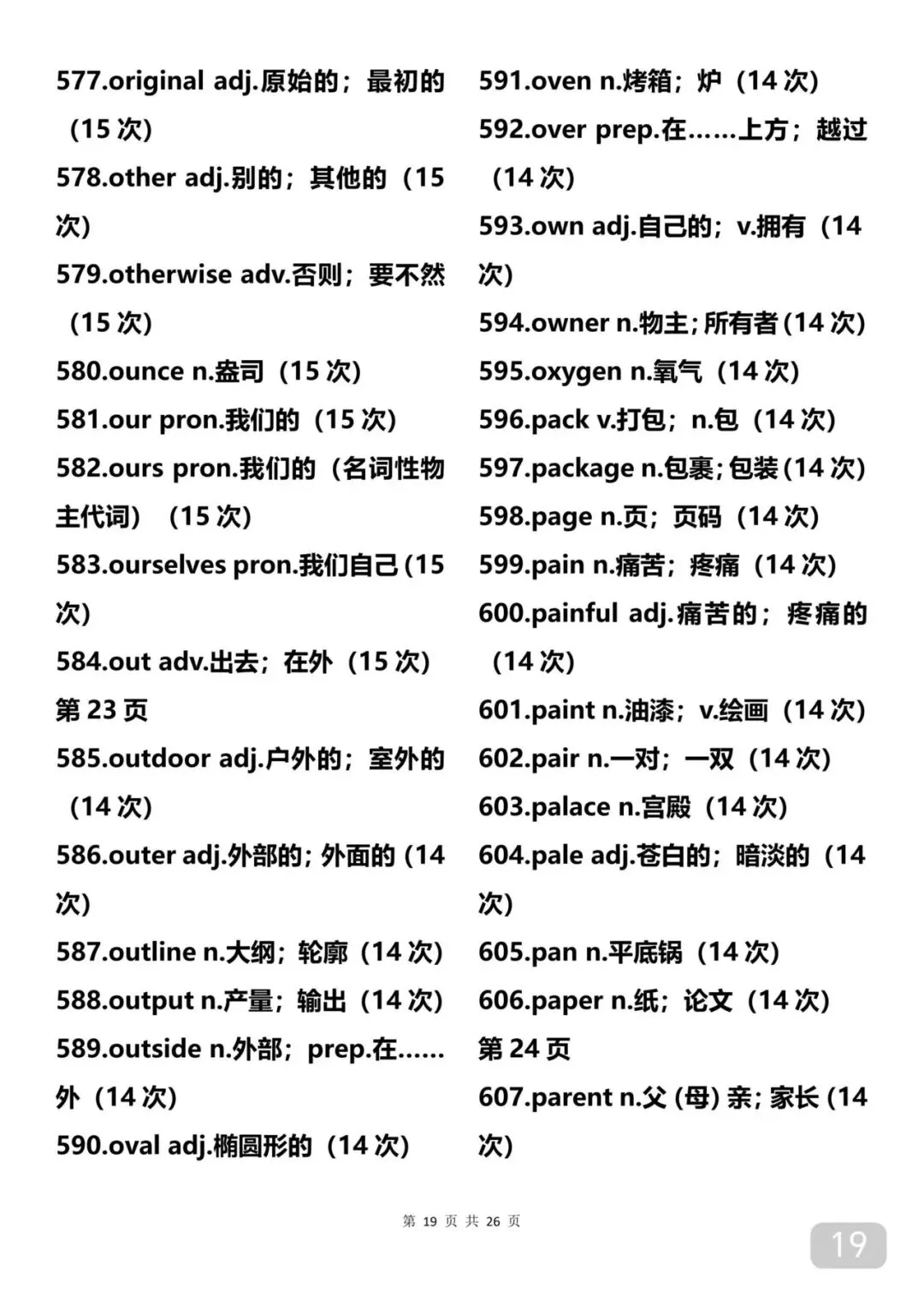 中考出现14次以上的688个单词 第19张