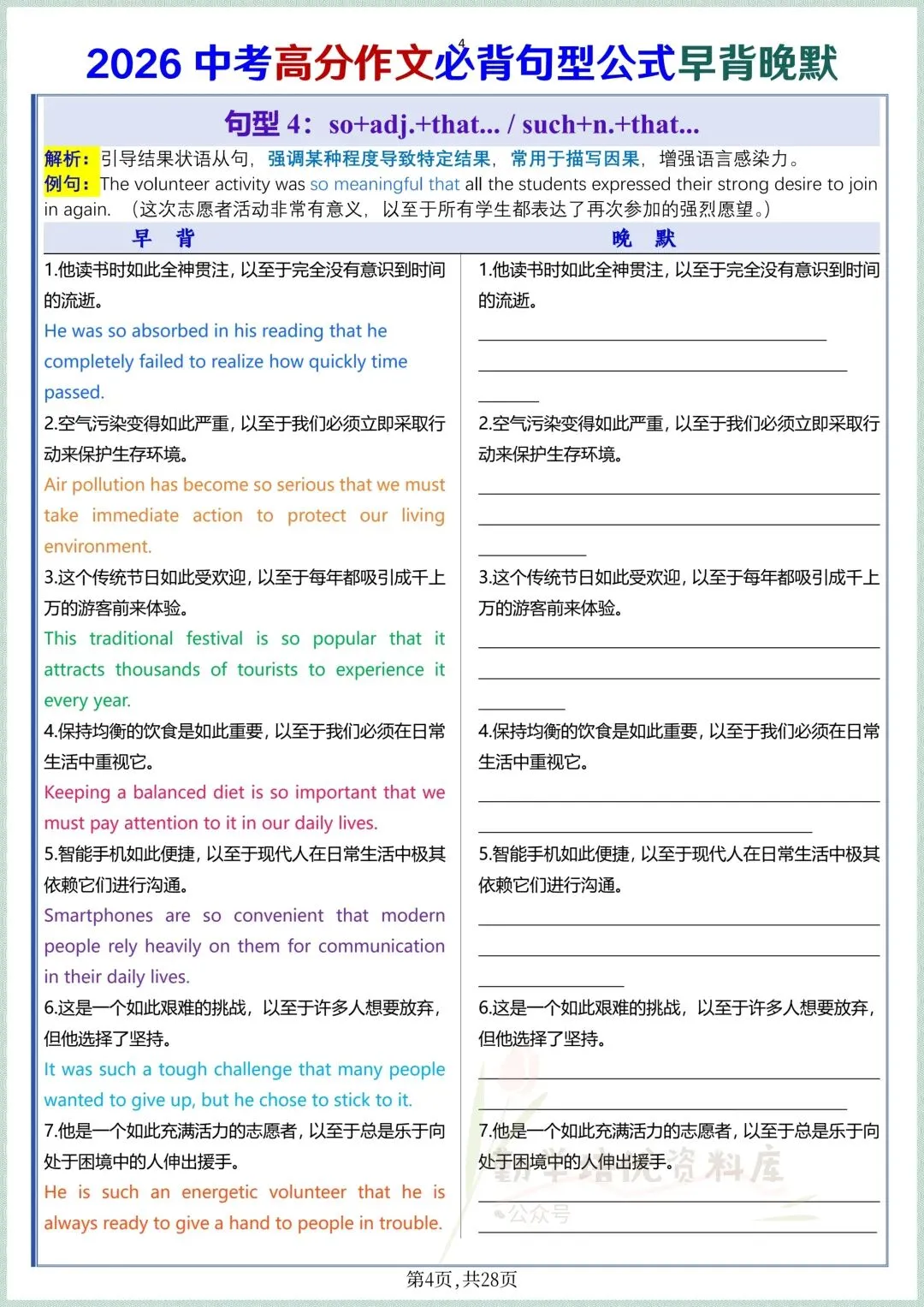 2026中考高分作文必背句型公式早背晚默,电子版可打印! 第5张