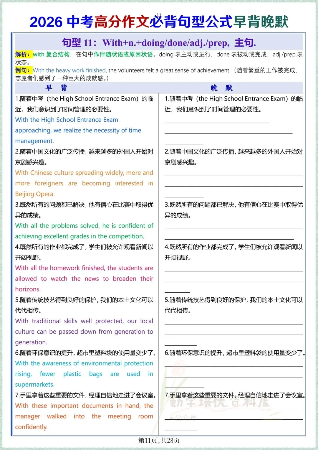 2026中考高分作文必背句型公式早背晚默,电子版可打印! 第9张
