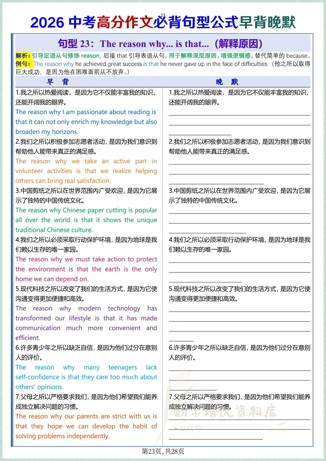 2026中考高分作文必背句型公式早背晚默,电子版可打印! 第13张