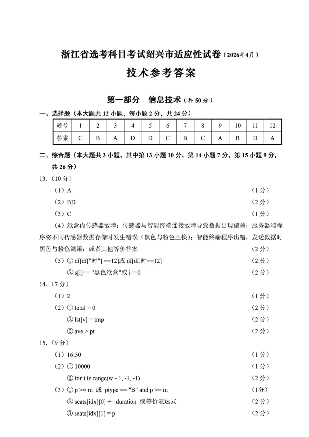 高三二模|2026年4月绍兴高三二模试卷+答案(内含下载链接) 第15张