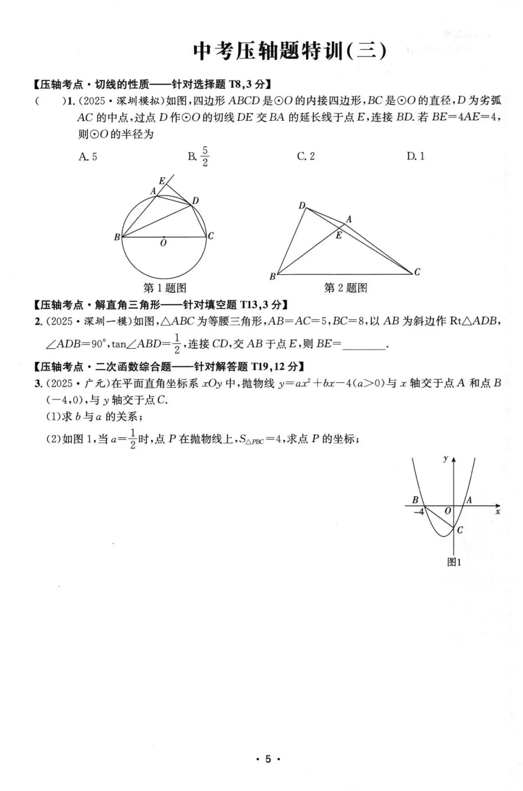 中考压轴题特训20套 第6张
