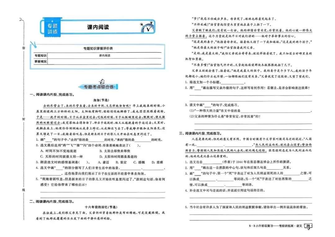 26春人教版六年级下册语文《小升初真题测试卷+专题总复习》(含答案)| 电子版可打印 第32张