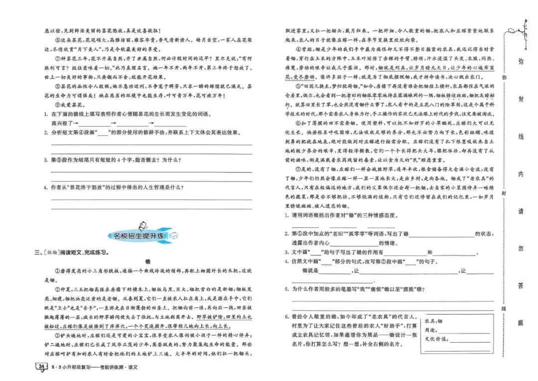 26春人教版六年级下册语文《小升初真题测试卷+专题总复习》(含答案)| 电子版可打印 第41张