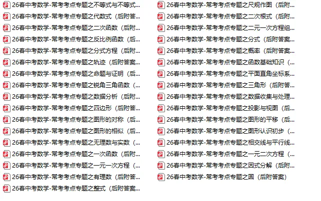 26年中考数学常考考点系列专题,含往届真题题型 第1张