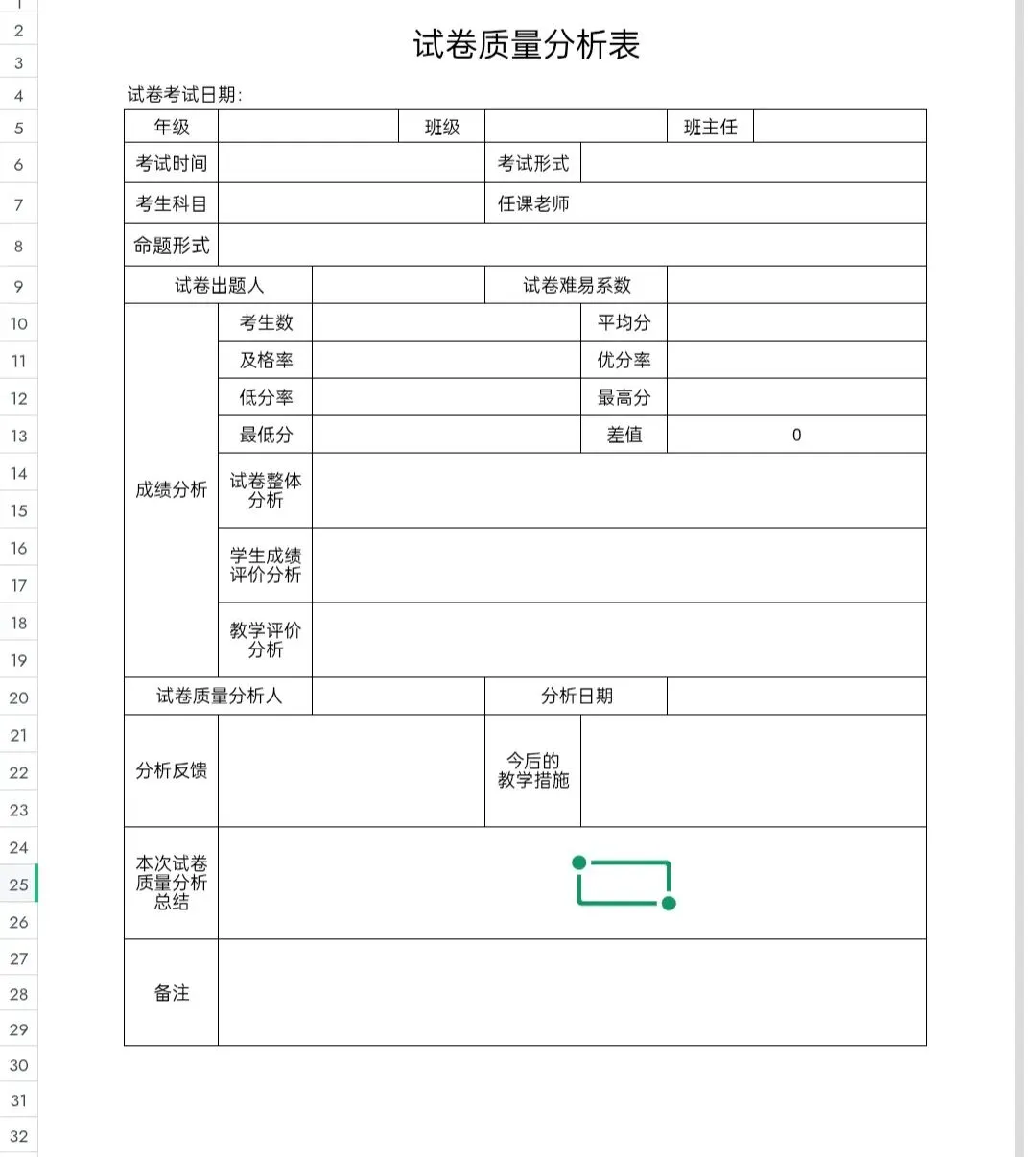 26春1-6年级试卷分析质量表可下载可打印 第2张