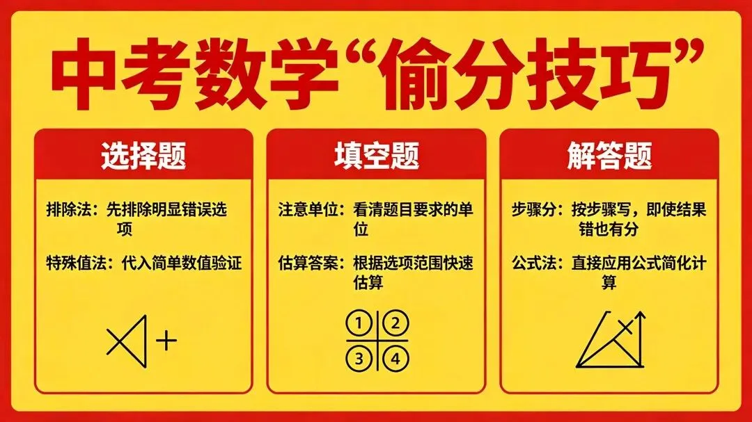 中考数学“偷分技巧”!遇难题帮你稳拿救命分! 第1张 中考数学“偷分技巧”!遇难题帮你稳拿救命分! 第1张