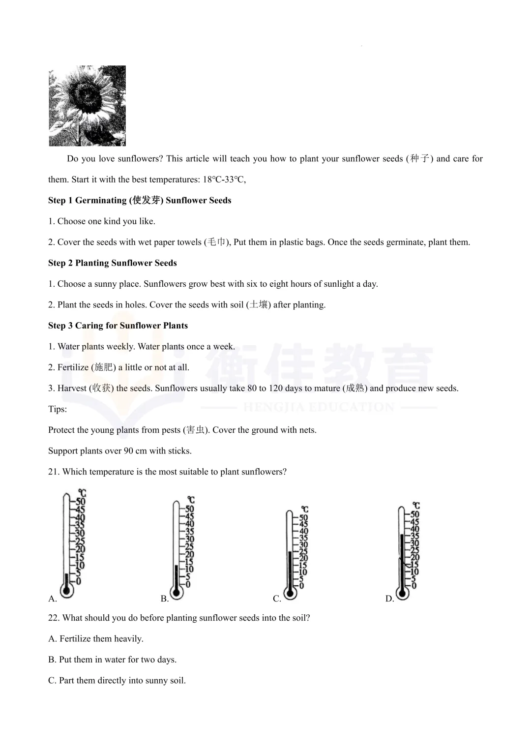 2026年河南中招英语模拟试卷 第3张