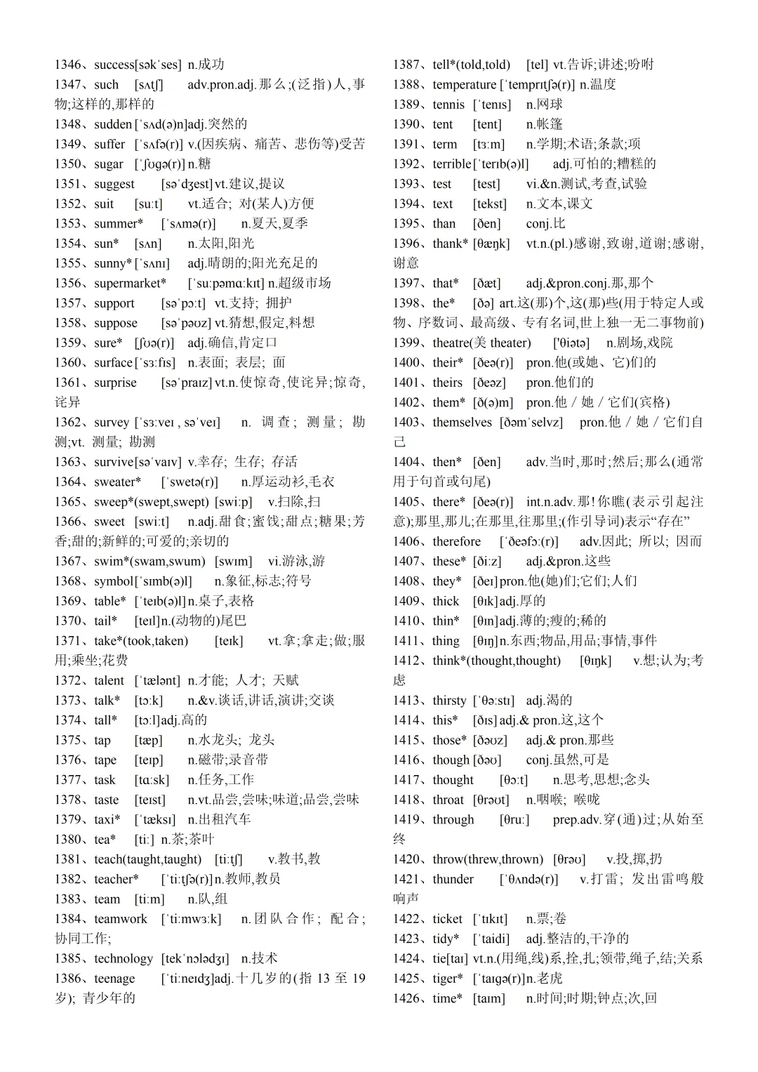 中考1600词汇正序英译汉默写(汉译英) 第17张