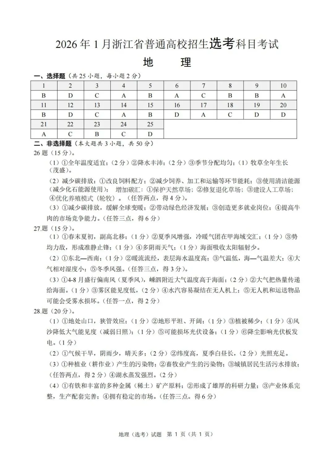【真题解析30】2026年高考地理试题解析——1月浙江卷 第57张