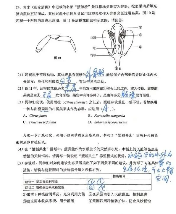 2025年上海市初中会考前练习生命科学试卷及作答 第6张