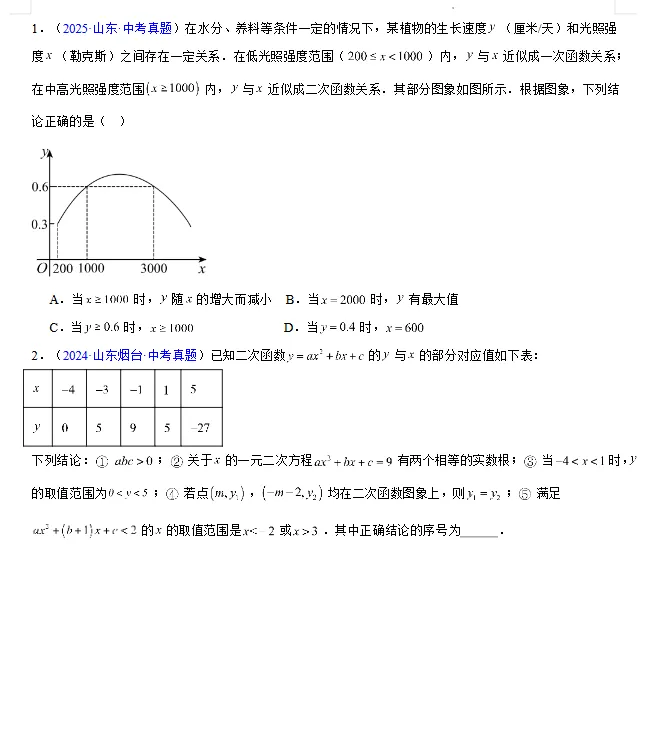 (2023-2025)三年山东中考数学真题分类汇编 word版 (山东专用),其他科目也有,文末免费下载.word版word版word版! 第15张