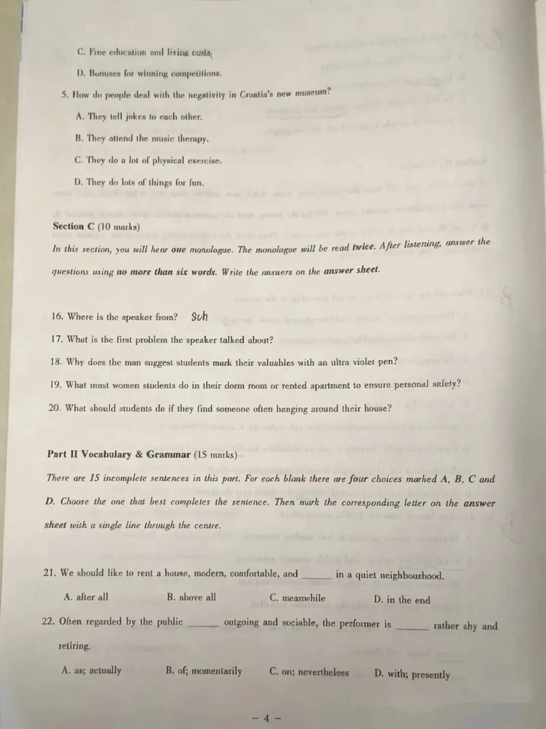 【大英赛真题】2026年全国大学生英语竞赛初赛C类真题及参考答案 第4张