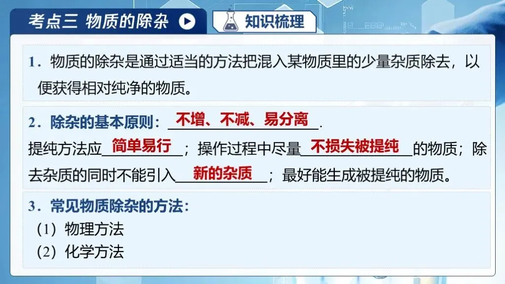 中考化学专题复习 | 专题十八《物质的检验、鉴别与除杂》课件+配套教学设计 第20张