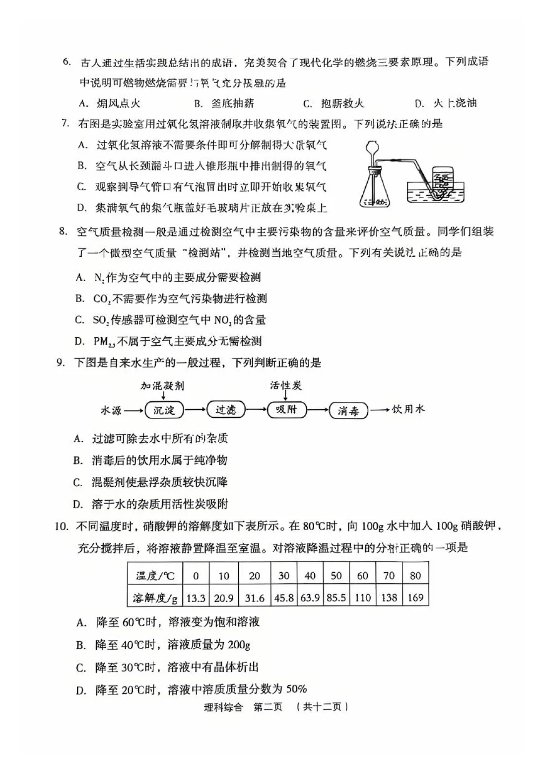 【理综】2026年孝义市第一次中考模拟考试题 第2张
