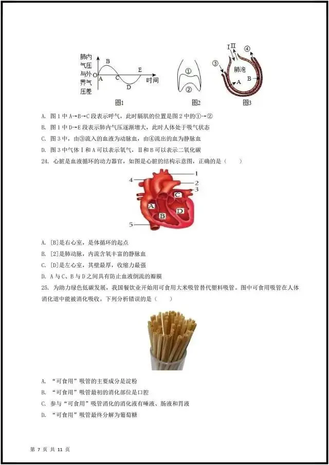 (2026北师大版)初一七下生物:期中考试模拟卷(含答案解析),完整电子版可打印! 第12张